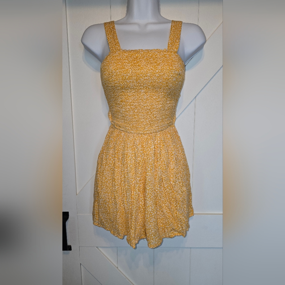 Hollister Yellow Smocked Mini Dress Romper